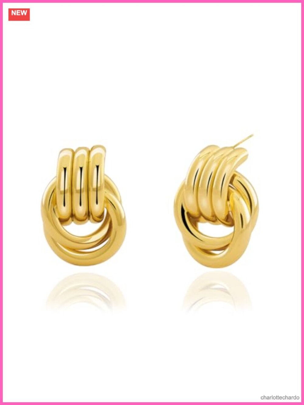 Small Chunky Knot Earrings 14K Gold Plated Dangle Drop Hypoallergenic